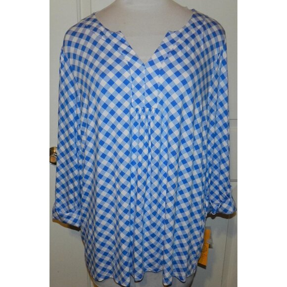 Ruby Rd Blouses Ruby Rd. | Tops | Nwt Ruby Rd Size 2x Blue Checked Stretch Blend Blouse ...